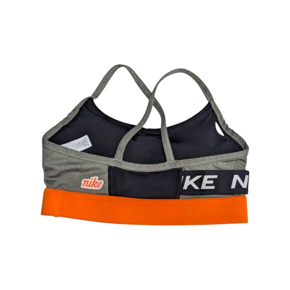 Nike Icon Clash Light Support Sports Bra Black Orange Swoosh Colorblock Workout - Picture 2 of 5